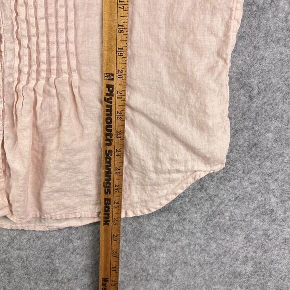 Sundance Catalog Linen Top Womens L Pintuck Button Long Sleeve Coastal Boho* - Picture 9 of 11
